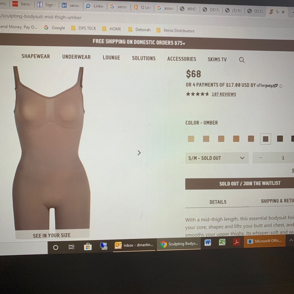 Skims Sculpting Bodysuit  Mid Thigh